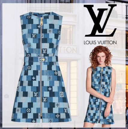 Louis Vuitton 2020 SS Monogram A line Denim Sleeveless Dresses 1A62F0 