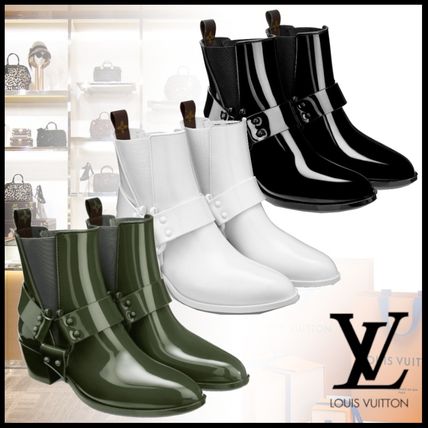Louis Vuitton 2020 SS Monogram Rubber Sole Plain Block Heels Logo Rain Boots Boots 1A66Y1 1A66Y6 1A66XW 