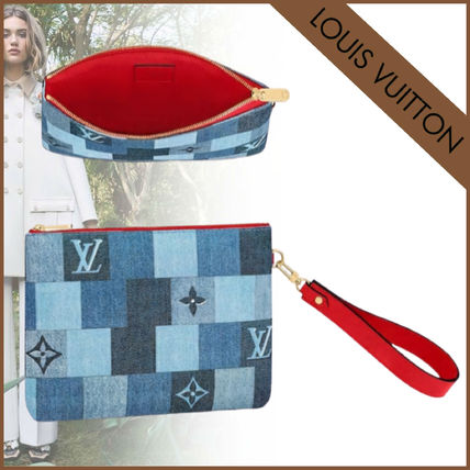 Louis Vuitton Monogram Casual Style Denim Logo Clutches M68761 