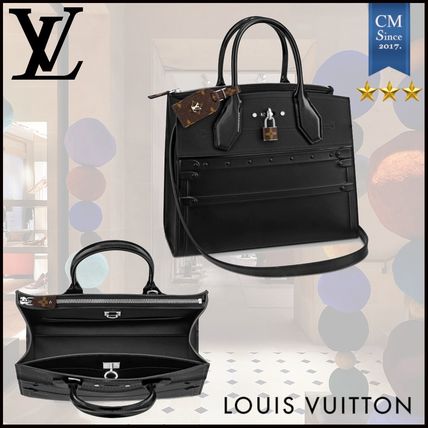 Louis Vuitton CITY STEAMER Stripes Monogram Canvas 2WAY Leather Elegant Style Crossbody 