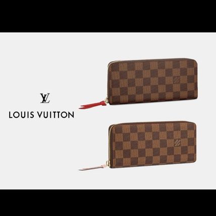 Louis Vuitton CLEMENCE Other Plaid Patterns Canvas Long Wallet Logo Long Wallets 