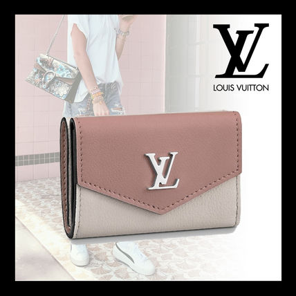 Louis Vuitton MY LOCKME Calfskin Plain Folding Wallet Small Wallet Logo 