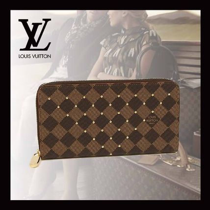 Louis Vuitton DAMIER Monogram Unisex Leather Long Wallet Logo Long Wallets 