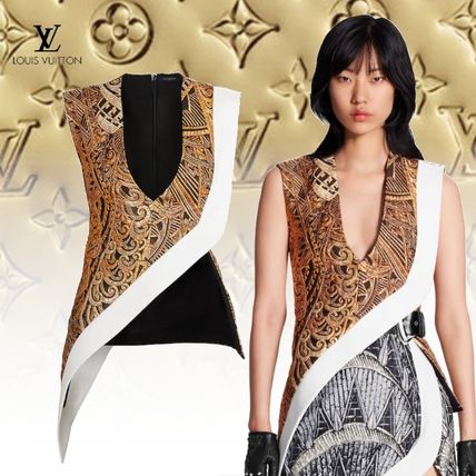 Louis Vuitton Asymmetric V Neck Jacquard Top 1A626I 