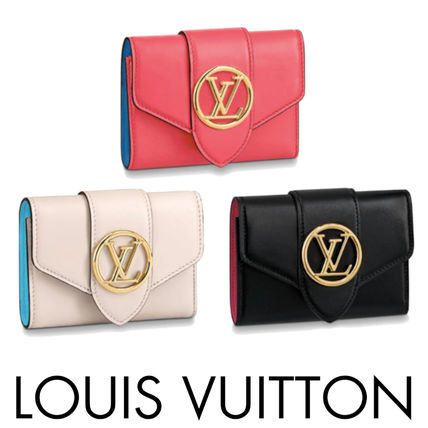 Louis Vuitton PONT NEUF 2020 21AW Calfskin Canvas Plain Leather Small Wallet Folding Wallets 