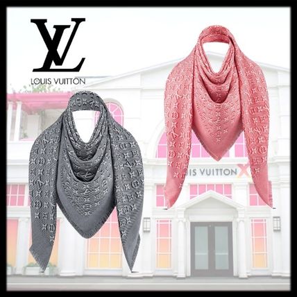 Louis Vuitton 2020 SS Monogram Wool Silk Cotton Fringes Logo M76364 M76363 