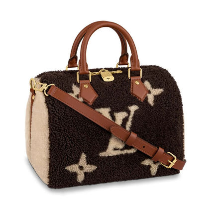 Louis Vuitton SPEEDY Monogram Fur Street Style 2WAY Leather Crossbody Logo M55422 