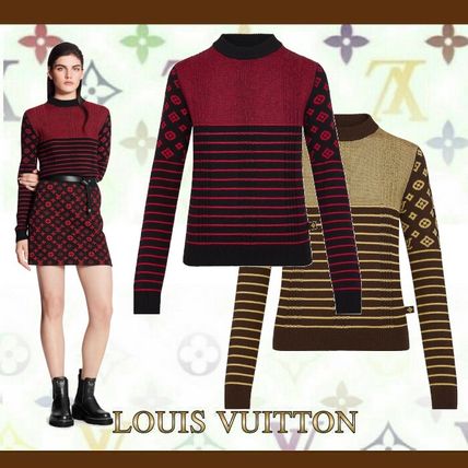 Louis Vuitton 2020 21AW Stripes Casual Style Cashmere U Neck Long Sleeves Medium 1A831D