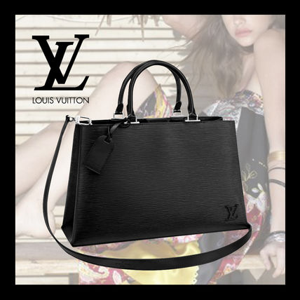 Louis Vuitton EPI 2WAY Plain Leather Crossbody Logo Handbags 