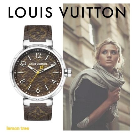 Louis Vuitton Casual Style Blended Fabrics Street Style Leather Round 