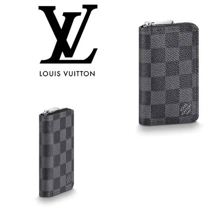 Louis Vuitton DAMIER GRAPHITE 2020 21AW Leather Logo Coin Cases N63076 