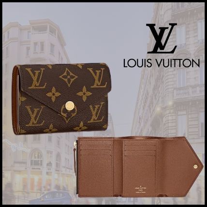 Louis Vuitton PORTEFEUILLE VICTORINE Monogram Canvas Leather Folding Wallet Logo Folding Wallets M62472 