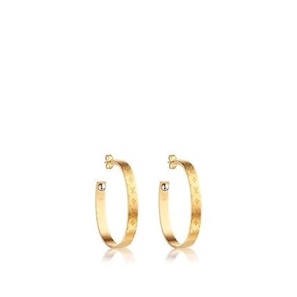 Louis Vuitton 2020 SS Nanogram Hoop Earrings M00220 