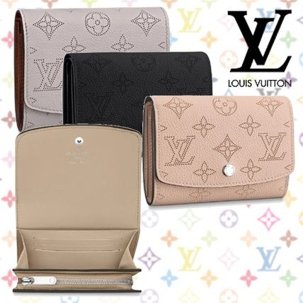 Louis Vuitton MAHINA Blended Fabrics Plain Leather Logo Folding Wallets M62542 M62541 M62540 M68671 