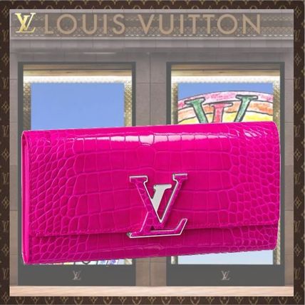 Louis Vuitton CAPUCINES 2020 SS Crocodile Street Style Leather Logo Long Wallets N96492 