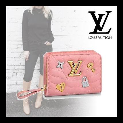 Louis Vuitton Plain Leather Long Wallet Logo Folding Wallets 