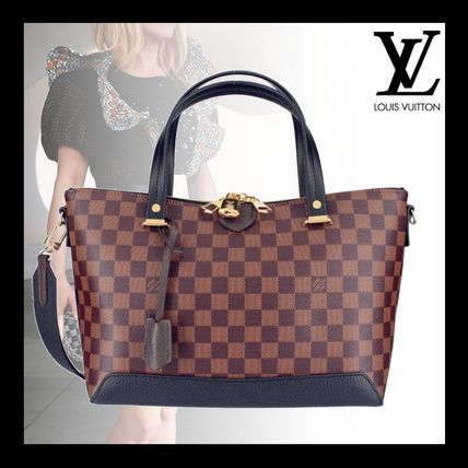 Louis Vuitton DAMIER Casual Style Unisex Calfskin 2WAY Plain Leather Office Style 