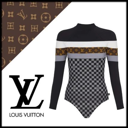 Louis Vuitton DAMIER 2020 21AW Short Stripes Monogram Nylon Long Sleeves Cotton High Neck 1A83UW 