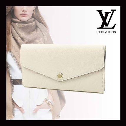 Louis Vuitton PORTEFEUILLE SARAH Monogram Plain Leather Folding Wallet Logo Long Wallets 