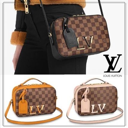 Louis Vuitton DAMIER 2020 SS 2WAY Leather Elegant Style Logo Shoulder Bags 