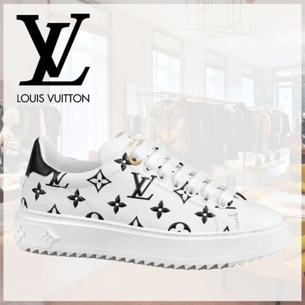 Louis Vuitton Monogram Plain Toe Leather Logo Low Top Sneakers 