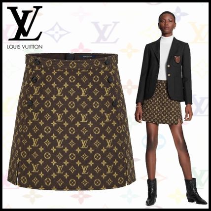 Louis Vuitton MONOGRAM 2020 21AW Short Monogram Wool Silk Logo Mini Skirts 1A82H6 