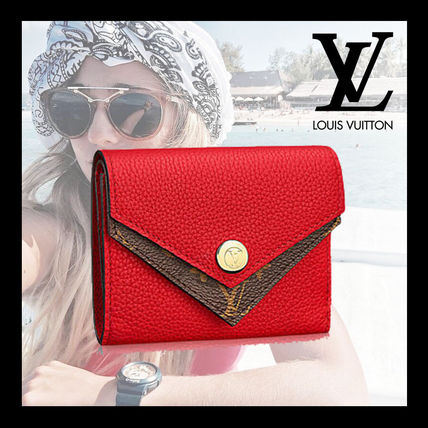 Louis Vuitton DOUBLE V Monogram Leather Folding Wallet Logo Folding Wallets 