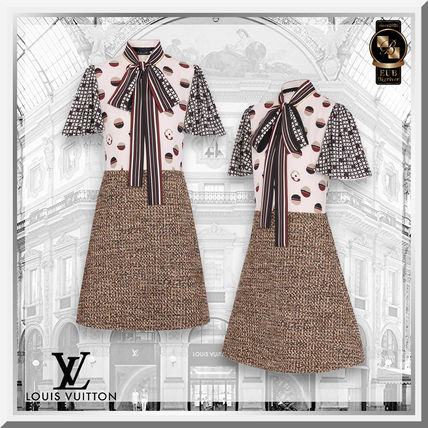 Louis Vuitton 2020 21AW Monogram Zigzag Casual Style A line Wool Silk Short Sleeves 1A840G 1A840F 1A840E 1A840D 