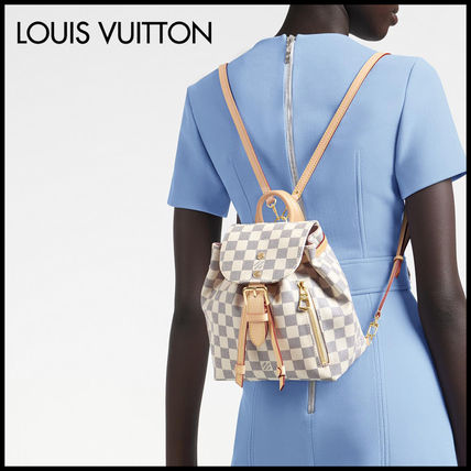 Louis Vuitton DAMIER AZUR Casual Style Canvas Logo Backpacks 