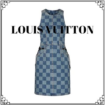 Louis Vuitton Fitted Denim Zip Up Dress 1A5QZC 