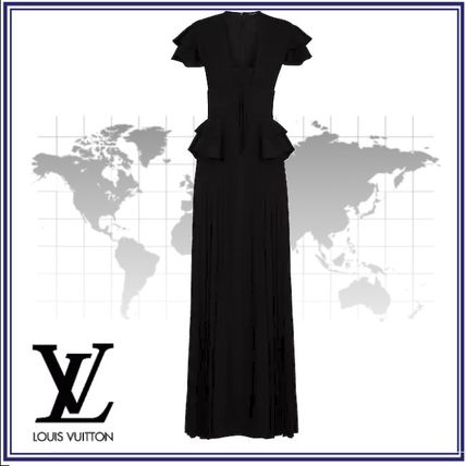 Louis Vuitton 2020 SS Silk Blended Fabrics Plain Long Short Sleeves Party Style 