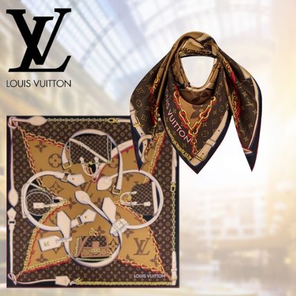 Louis Vuitton MONOGRAM 2020 SS Monogram Silk Logo KnitFur Scarves M76202 