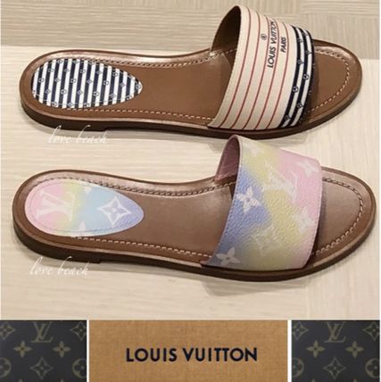 Louis Vuitton LOCKIT Stripes Monogram Open Toe Casual Style Tie dye Leather Mules 1A7TP0 1A7TNC 1A7TO6 1A7TOW 