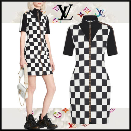 Louis Vuitton DAMIER 2020 SS Crew Neck Short Other Plaid Patterns A line Nylon 1A83RT 1A83RS 1A83RR 1A83RQ 1A83RP 