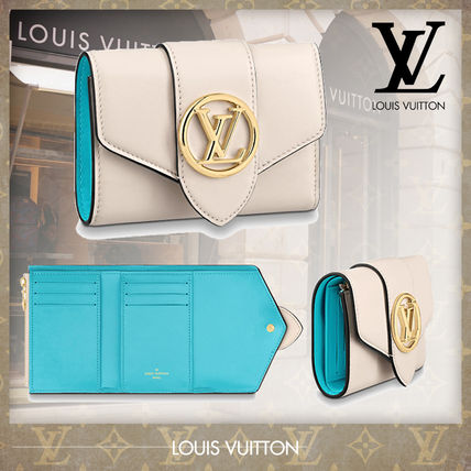 Louis Vuitton 2020 21AW Faux Fur Plain Leather Folding Wallet Small Wallet Bridal M69176 