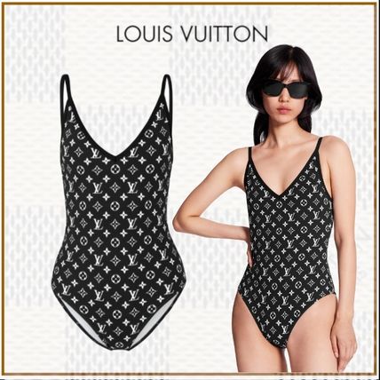 Louis Vuitton MONOGRAM 2020 SS Monogram Blended Fabrics Street Style Bi color Logo Swimwear 