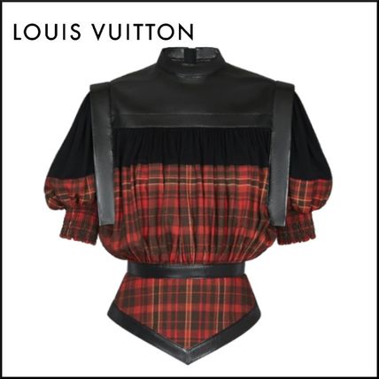Louis Vuitton 2020 SS Other Plaid Patterns Wool Silk Leather Puff Sleeves T Shirts 1A5QR6 