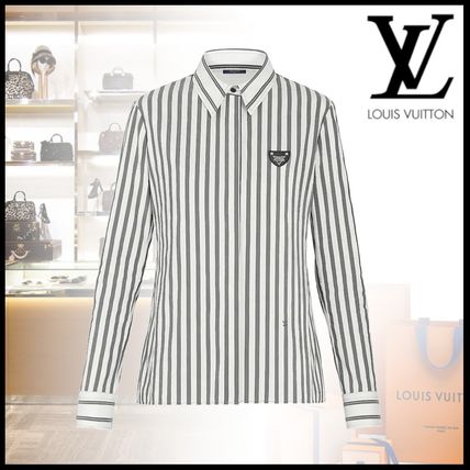 Louis Vuitton 2019 20AW Stripes Silk Long Sleeves Cotton Medium Office Style 1A610G