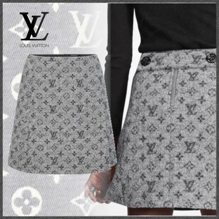 Louis Vuitton MONOGRAM 2020 21AW Monogram Wool Logo Mini Skirts 1A82N0 