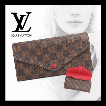 Louis Vuitton DAMIER Folding Wallet Logo Long Wallets 