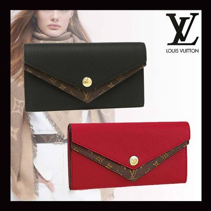 Louis Vuitton DOUBLE V Monogram Leather Logo Long Wallets 