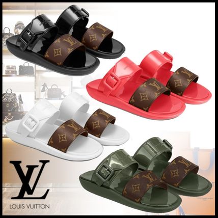 Louis Vuitton 2020 SS Monogram Open Toe Platform Round Toe Casual Style Plain 1A66XC