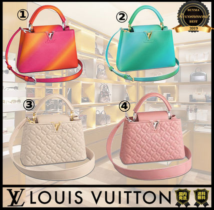 Louis Vuitton CAPUCINES Flower Patterns Casual Style Lambskin 2WAY Plain Leather 