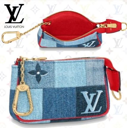 Louis Vuitton Gingham Unisex Bi color Chain Leather Logo 