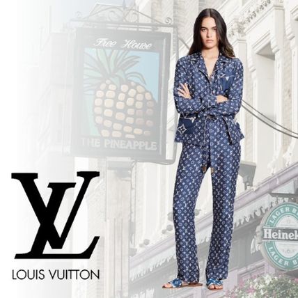 Louis Vuitton 2020 SS Monogram Silk Co ord Logo LoungeSleepwear 