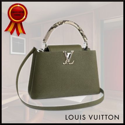 Louis Vuitton CAPUCINES 2020 SS Casual Style Blended Fabrics 2WAY Plain Leather Office Style 