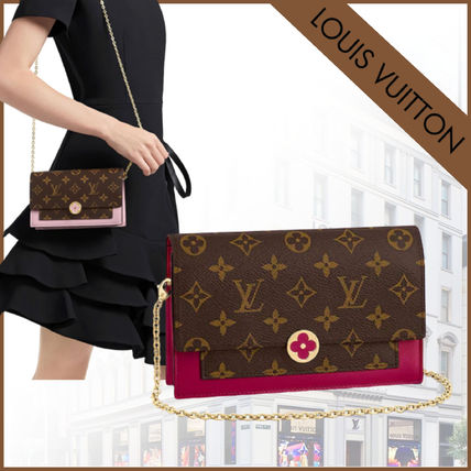 Louis Vuitton Casual Style 2WAY Plain Leather Party Style Elegant Style M67404 M67405 FLORE CHAIN WALLET 