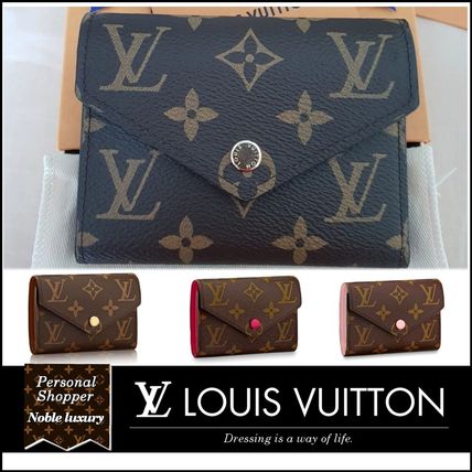 Louis Vuitton PORTEFEUILLE VICTORINE 2020 SS Monogram Canvas Bi color Leather Folding Wallet Small Wallet 