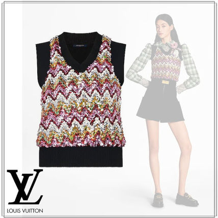 Louis Vuitton 2020 21AW Casual Style Cashmere Sleeveless V Neck Tanks