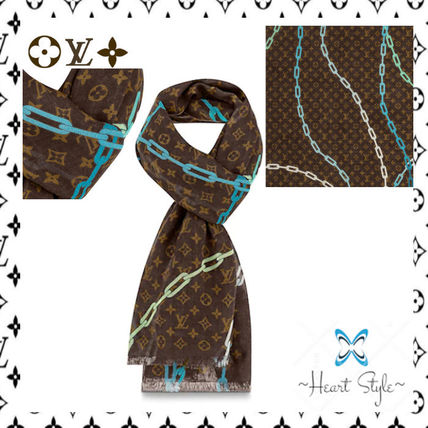 Louis Vuitton MONOGRAM 2020 SS Monogram Chain Logo KnitFur Scarves MP2593 